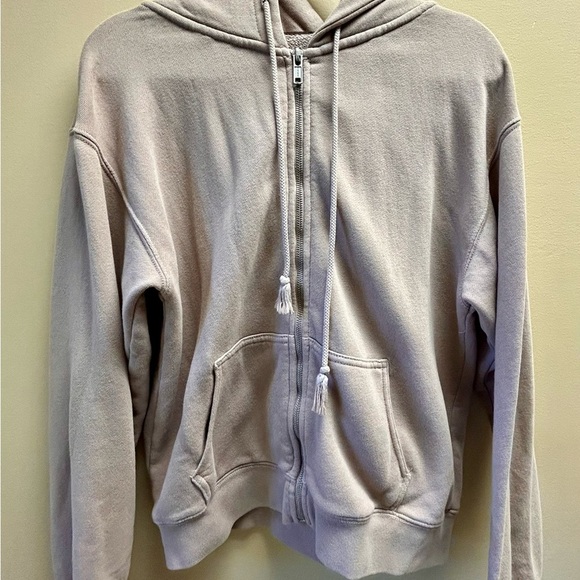 Beige Zip-Up Hoodie - Picture 1 of 4